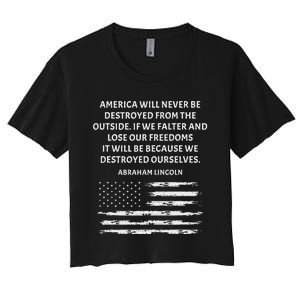 Pro Democracy Abraham Lincoln Quote Stand Up For Freedom Women's Crop Top Tee