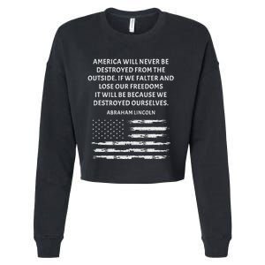 Pro Democracy Abraham Lincoln Quote Stand Up For Freedom Cropped Pullover Crew