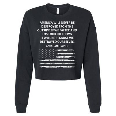 Pro Democracy Abraham Lincoln Quote Stand Up For Freedom Cropped Pullover Crew