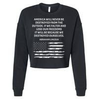 Pro Democracy Abraham Lincoln Quote Stand Up For Freedom Cropped Pullover Crew