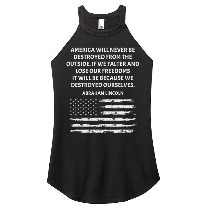Pro Democracy Abraham Lincoln Quote Stand Up For Freedom Women's Perfect Tri Rocker Tank