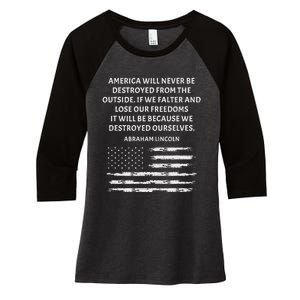 Pro Democracy Abraham Lincoln Quote Stand Up For Freedom Women's Tri-Blend 3/4-Sleeve Raglan Shirt