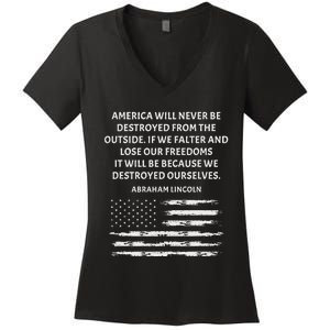 Pro Democracy Abraham Lincoln Quote Stand Up For Freedom Women's V-Neck T-Shirt