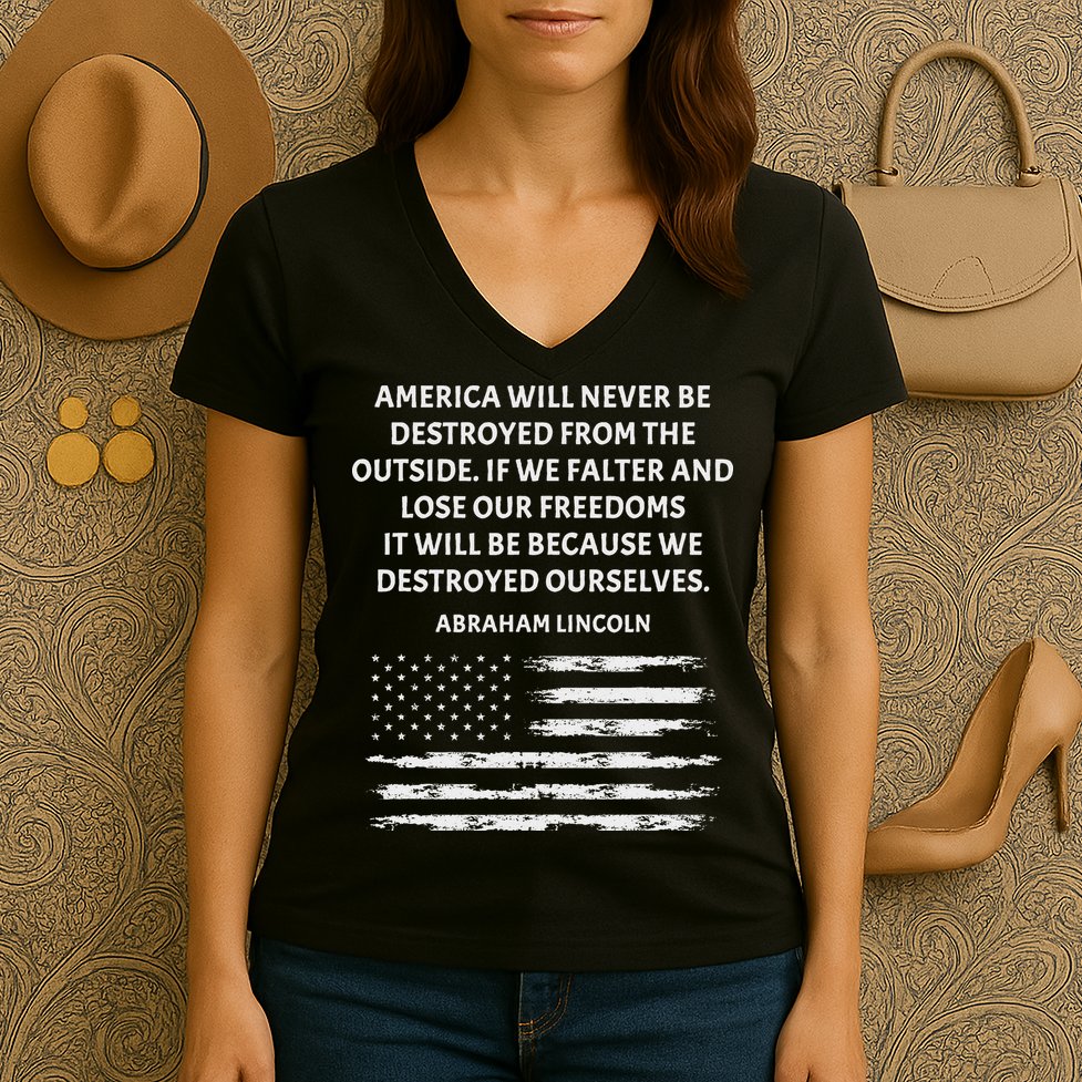 Pro Democracy Abraham Lincoln Quote Stand Up For Freedom Women's V-Neck T-Shirt