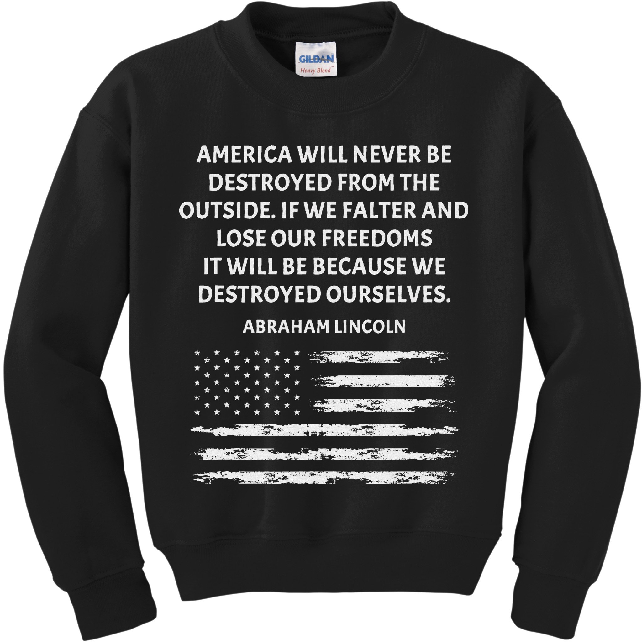Pro Democracy Abraham Lincoln Quote Stand Up For Freedom Kids Sweatshirt