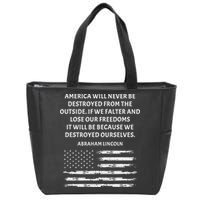 Pro Democracy Abraham Lincoln Quote Stand Up For Freedom Zip Tote Bag