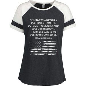 Pro Democracy Abraham Lincoln Quote Stand Up For Freedom Enza Ladies Jersey Colorblock Tee