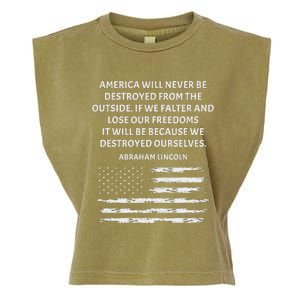 Pro Democracy Abraham Lincoln Quote Stand Up For Freedom Garment-Dyed Women's Muscle Tee