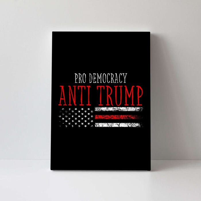 Pro Democracy Anti Trump Election 24 Vintage American Flag Canvas