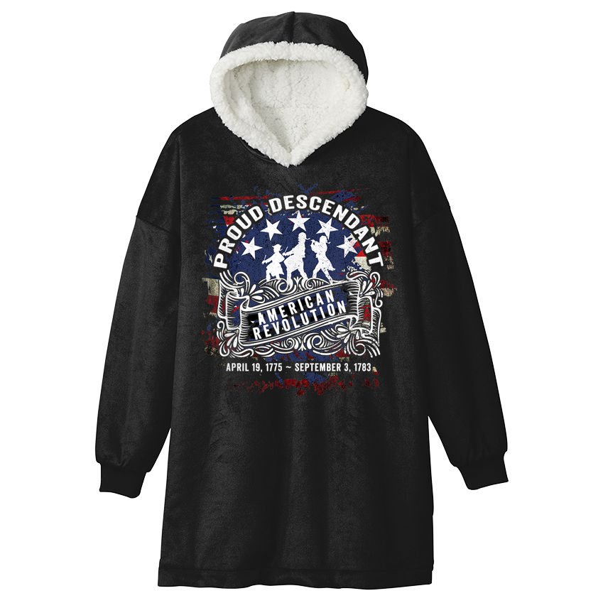 Proud Descendant American Revolution Fife And Drum Novelty Hooded Wearable Blanket