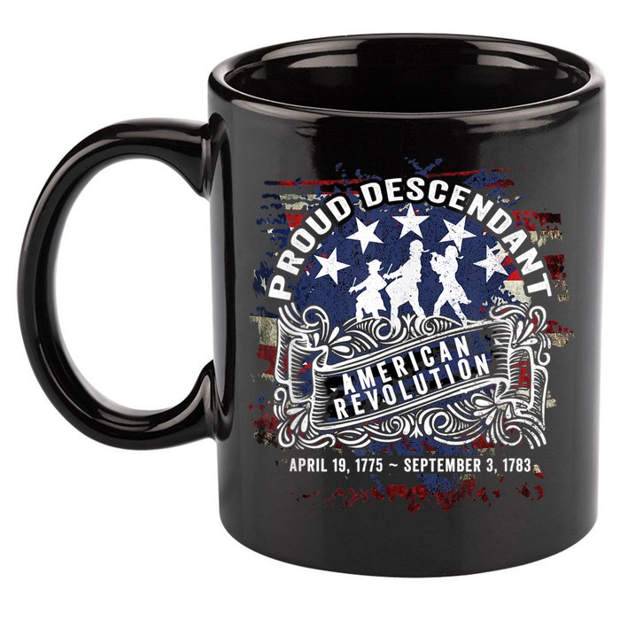 Proud Descendant American Revolution Fife And Drum Novelty 11oz C Handle Ceramic Mug
