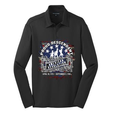 Proud Descendant American Revolution Fife And Drum Novelty Silk Touch Performance Long Sleeve Polo