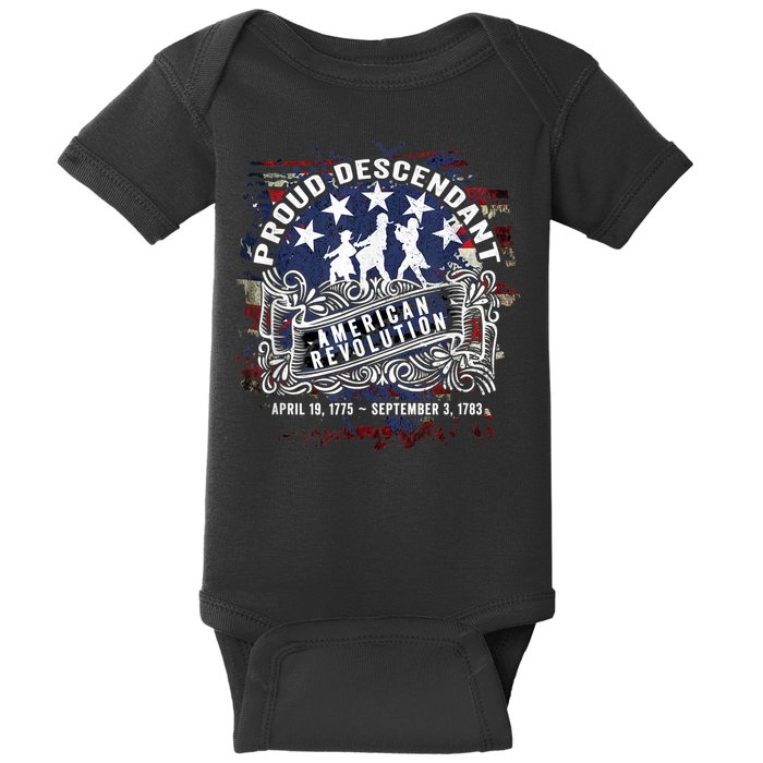 Proud Descendant American Revolution Fife And Drum Novelty Baby Bodysuit