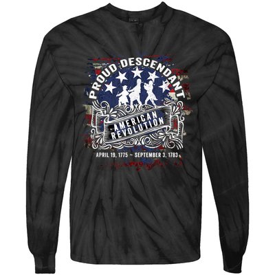 Proud Descendant American Revolution Fife And Drum Novelty Tie-Dye Long Sleeve Shirt