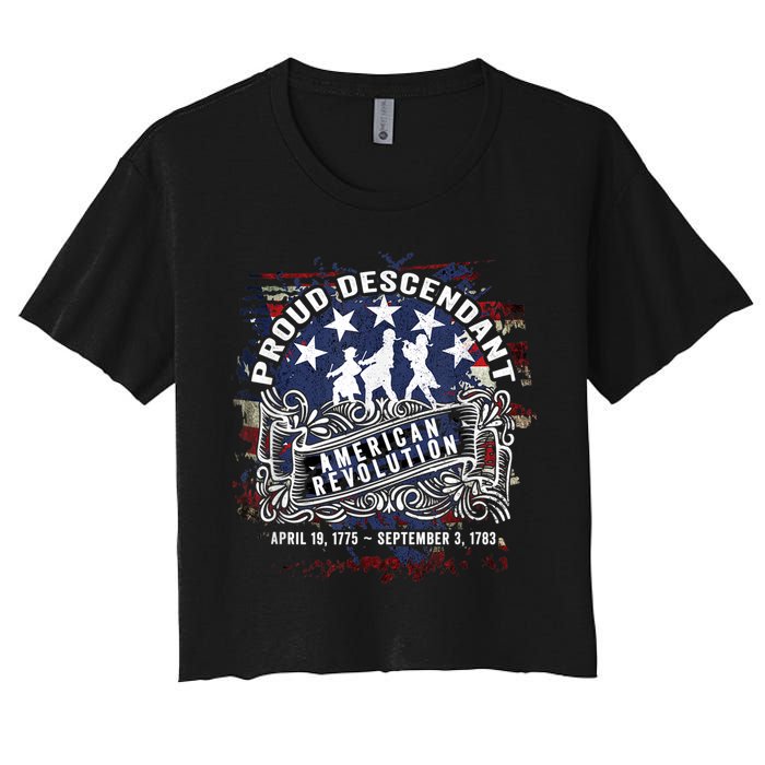 Proud Descendant American Revolution Fife And Drum Novelty Women's Crop Top Tee