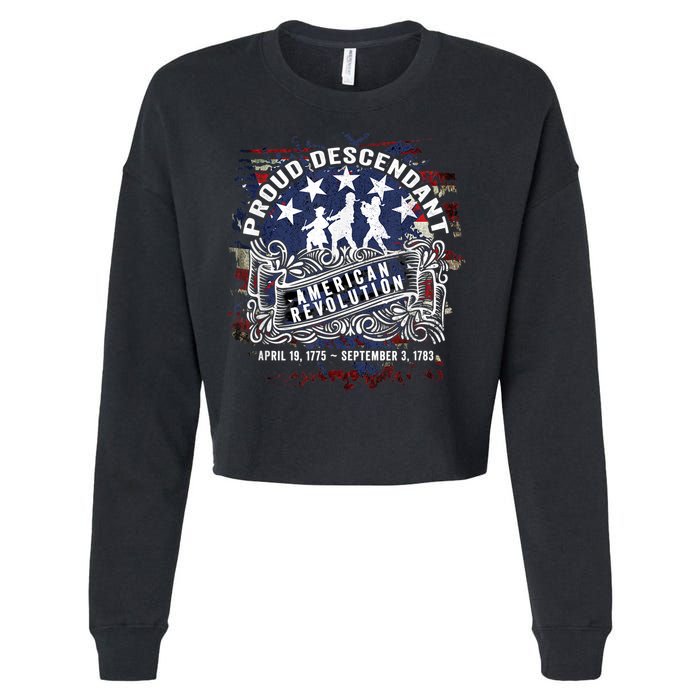 Proud Descendant American Revolution Fife And Drum Novelty Cropped Pullover Crew