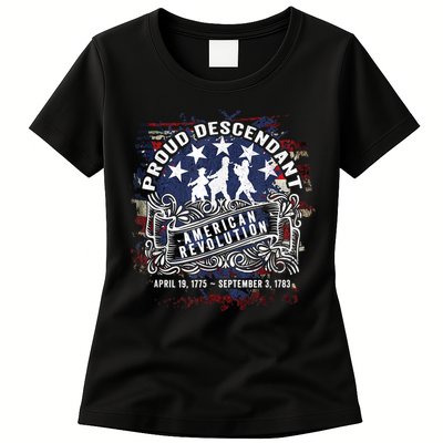 Proud Descendant American Revolution Fife And Drum Novelty Womens T-Shirt