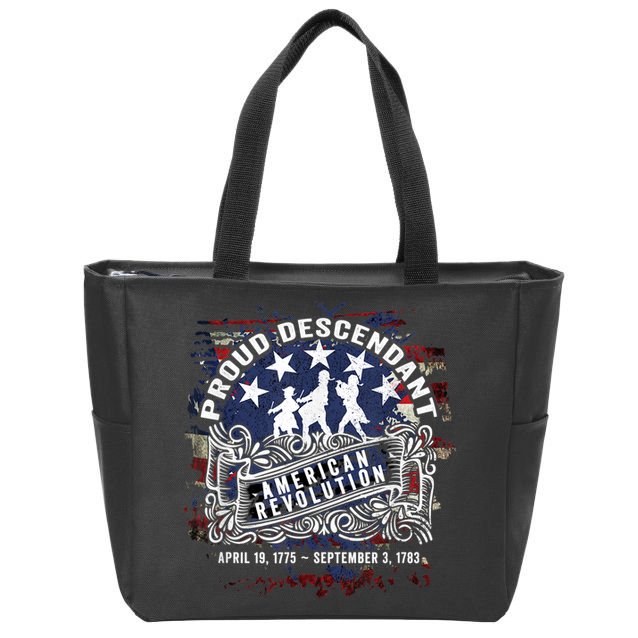 Proud Descendant American Revolution Fife And Drum Novelty Zip Tote Bag