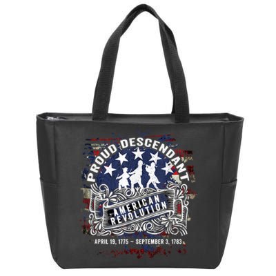 Proud Descendant American Revolution Fife And Drum Novelty Zip Tote Bag