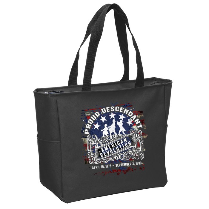 Proud Descendant American Revolution Fife And Drum Novelty Zip Tote Bag