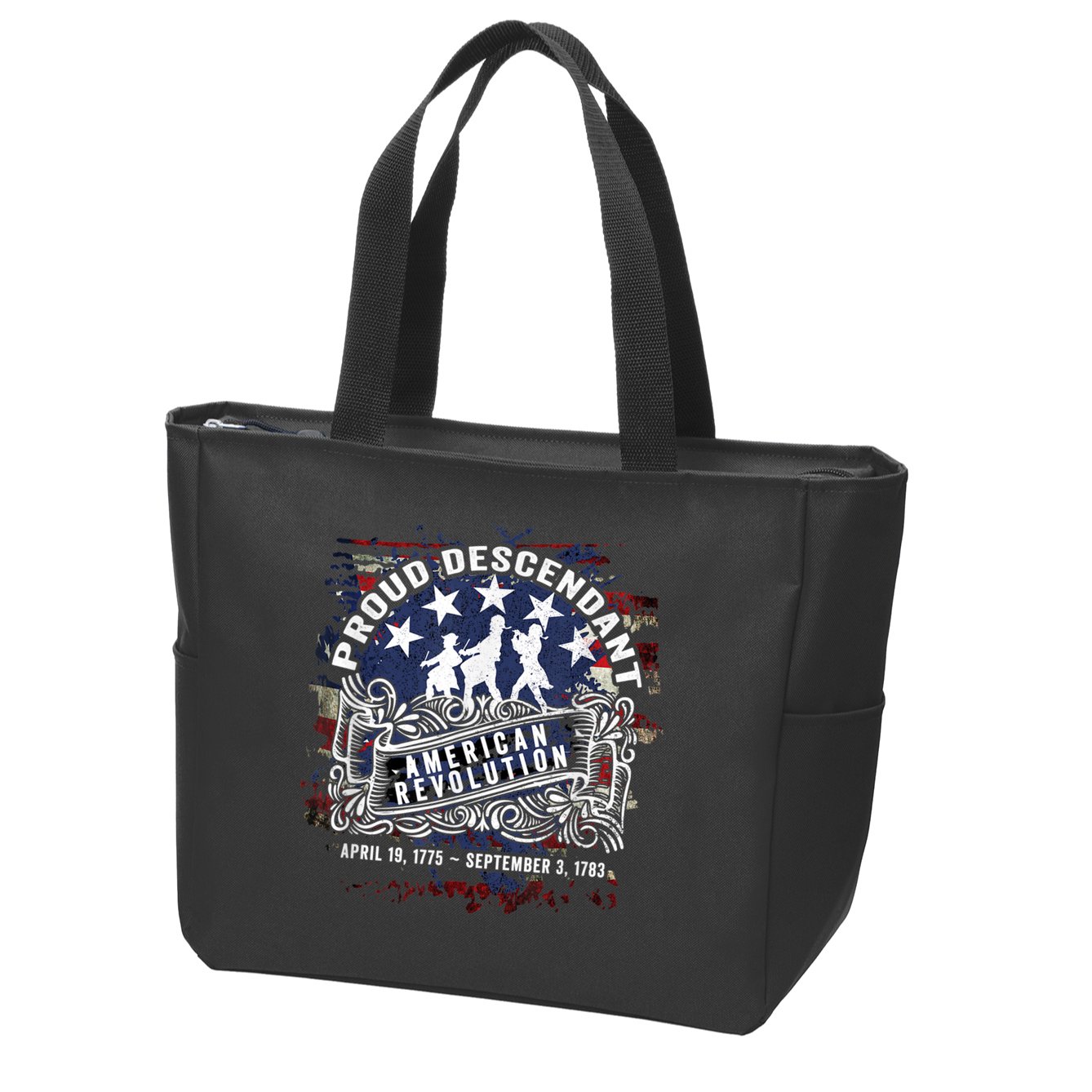 Proud Descendant American Revolution Fife And Drum Novelty Zip Tote Bag