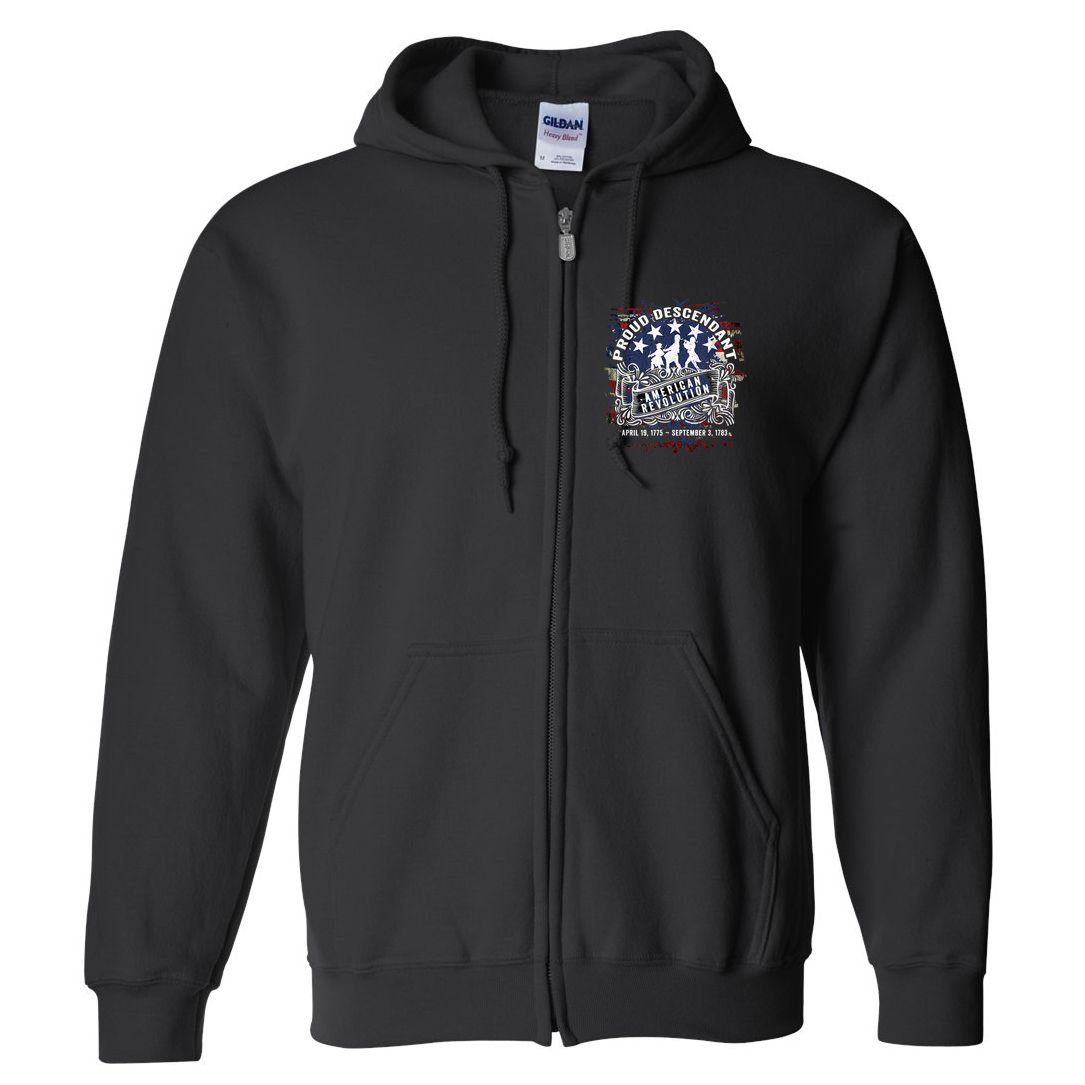 Proud Descendant American Revolution Fife And Drum Novelty Full Zip Hoodie