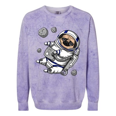 Pug Dog Astronaut Funny Space Cosmic Girl Boy Colorblast Crewneck Sweatshirt