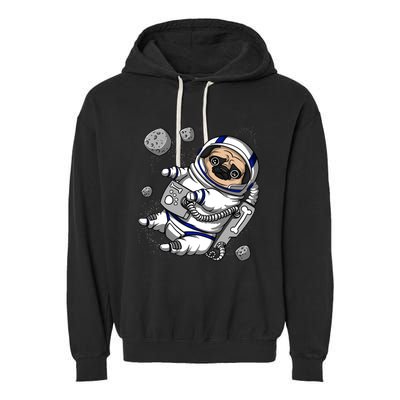 Pug Dog Astronaut Funny Space Cosmic Girl Boy Garment-Dyed Fleece Hoodie