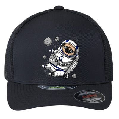 Pug Dog Astronaut Funny Space Cosmic Girl Boy Flexfit Unipanel Trucker Cap