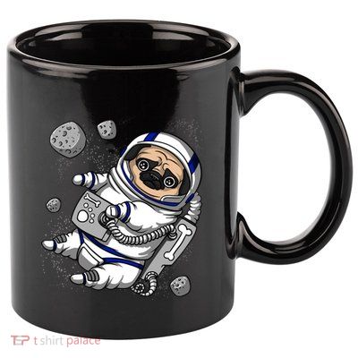 Pug Dog Astronaut Funny Space Cosmic Girl Boy 11oz C Handle Ceramic Mug