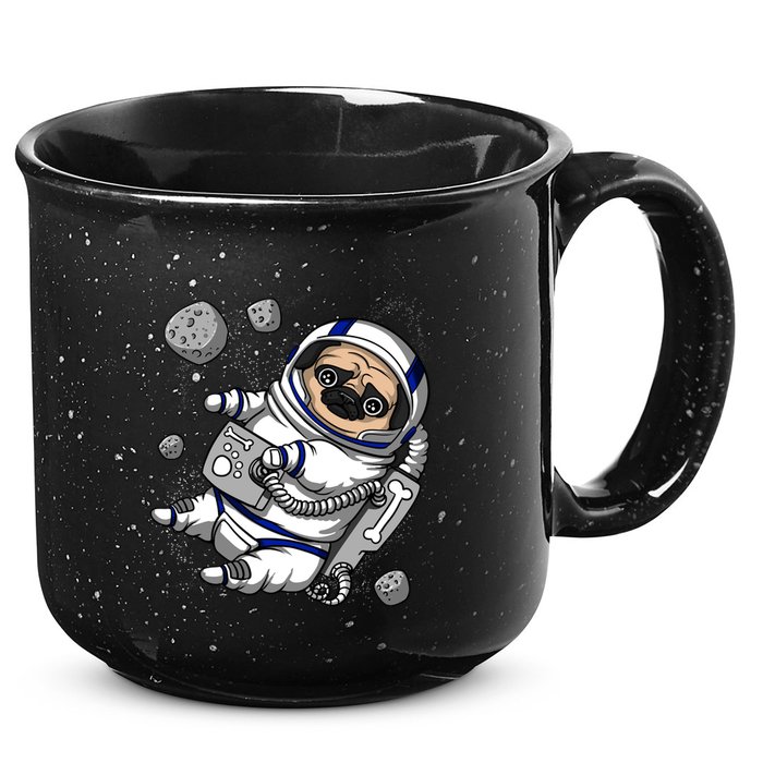 Pug Dog Astronaut Funny Space Cosmic Girl Boy 15oz Campfire Ceramic Mug