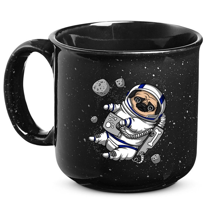 Pug Dog Astronaut Funny Space Cosmic Girl Boy 15oz Campfire Ceramic Mug