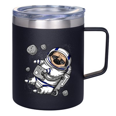 Pug Dog Astronaut Funny Space Cosmic Girl Boy 12oz Stainless Steel Coffee Mug
