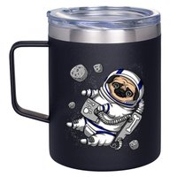 Pug Dog Astronaut Funny Space Cosmic Girl Boy 12oz Stainless Steel Coffee Mug