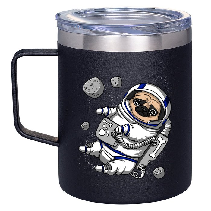 Pug Dog Astronaut Funny Space Cosmic Girl Boy 12oz Stainless Steel Coffee Mug