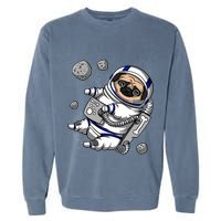 Pug Dog Astronaut Funny Space Cosmic Girl Boy Garment-Dyed Sweatshirt