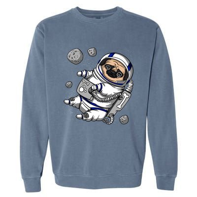 Pug Dog Astronaut Funny Space Cosmic Girl Boy Garment-Dyed Sweatshirt