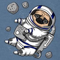 Pug Dog Astronaut Funny Space Cosmic Girl Boy Garment-Dyed Sweatshirt