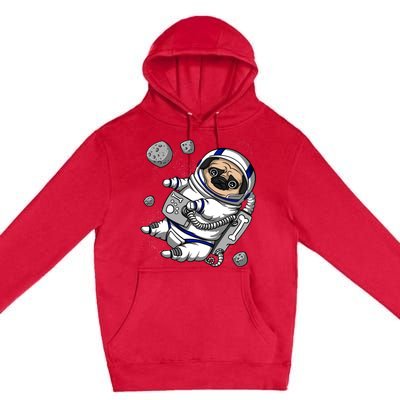 Pug Dog Astronaut Funny Space Cosmic Girl Boy Premium Pullover Hoodie