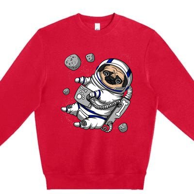 Pug Dog Astronaut Funny Space Cosmic Girl Boy Premium Crewneck Sweatshirt