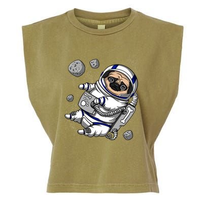 Pug Dog Astronaut Funny Space Cosmic Girl Boy Garment-Dyed Women's Muscle Tee