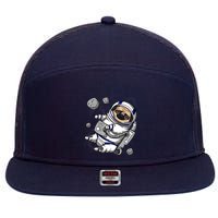 Pug Dog Astronaut Funny Space Cosmic Girl Boy 7 Panel Mesh Trucker Snapback Hat