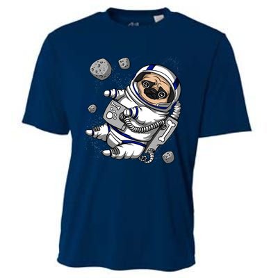 Pug Dog Astronaut Funny Space Cosmic Girl Boy Cooling Performance Crew T-Shirt