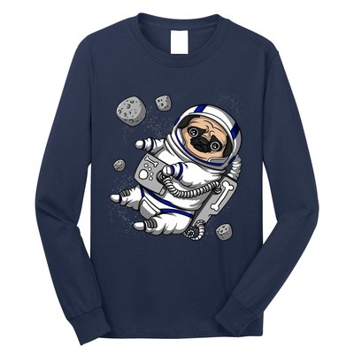 Pug Dog Astronaut Funny Space Cosmic Girl Boy Long Sleeve Shirt