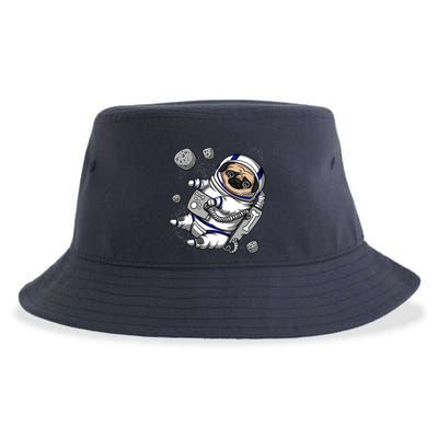Pug Dog Astronaut Funny Space Cosmic Girl Boy Sustainable Bucket Hat