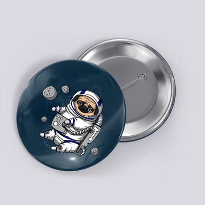 Pug Dog Astronaut Funny Space Cosmic Girl Boy Button