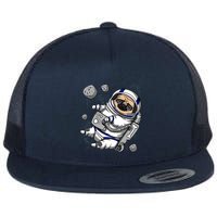 Pug Dog Astronaut Funny Space Cosmic Girl Boy Flat Bill Trucker Hat