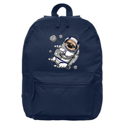 Pug Dog Astronaut Funny Space Cosmic Girl Boy 16 in Basic Backpack