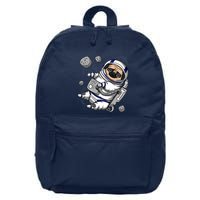 Pug Dog Astronaut Funny Space Cosmic Girl Boy 16 in Basic Backpack