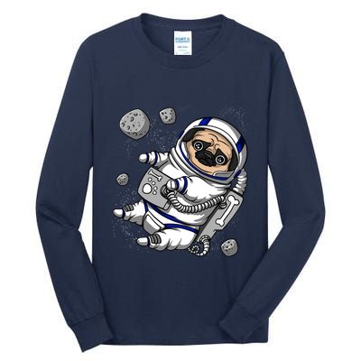 Pug Dog Astronaut Funny Space Cosmic Girl Boy Tall Long Sleeve T-Shirt